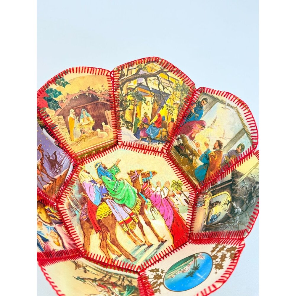 Christmas Card Basket Vintage Handmade Crochet Greeting Card Basket Bowl Christm - Picture 9 of 16